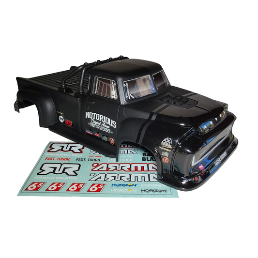 Arrma Notorious 6s V6 BLX Clipless Body Black Factory Painted w/ Roll Hoop