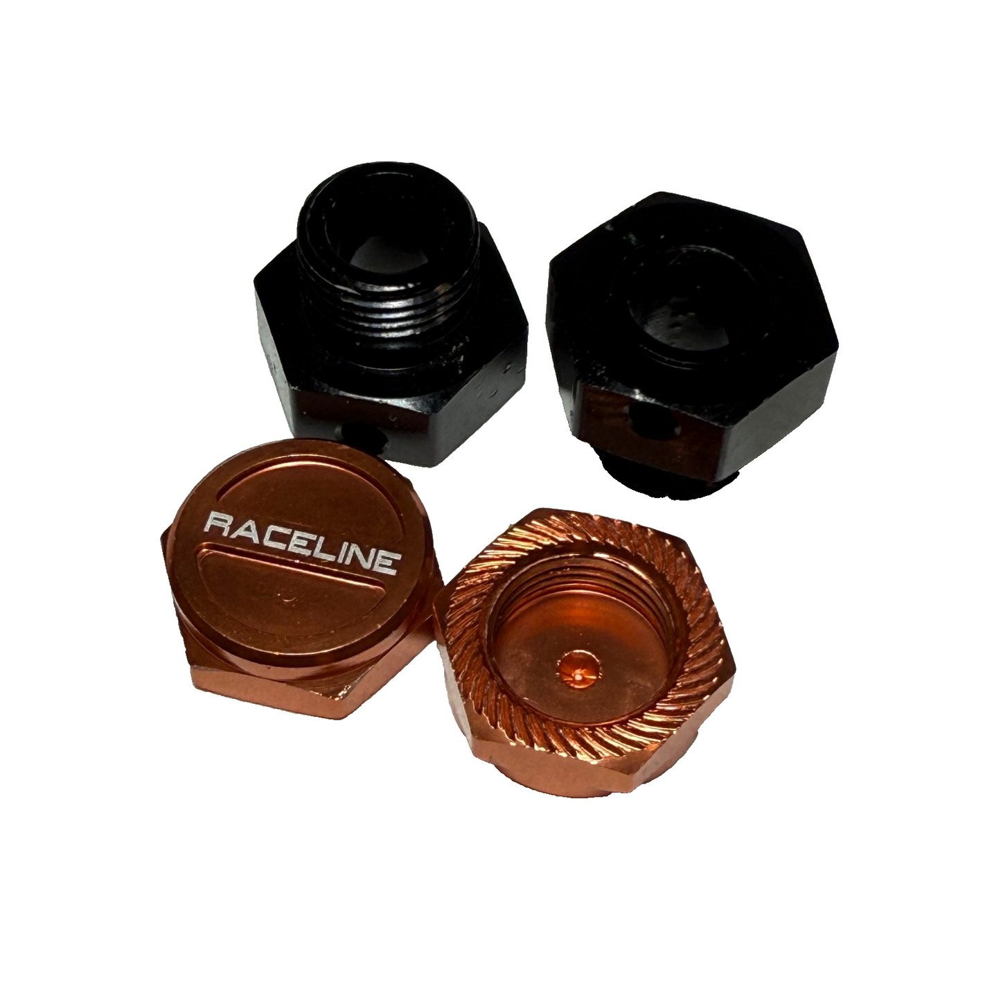 Losi 8ight-X Super Lasernut 17mm Hexes & Orange Raceline Wheel Nuts With Pins