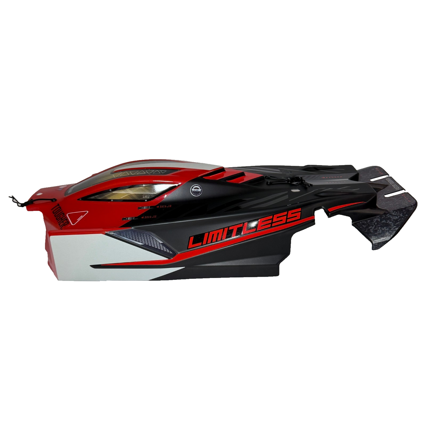 Arrma Limitless 8s Body Shell Painted Red Black Wing Set Mount Spoiler Decals