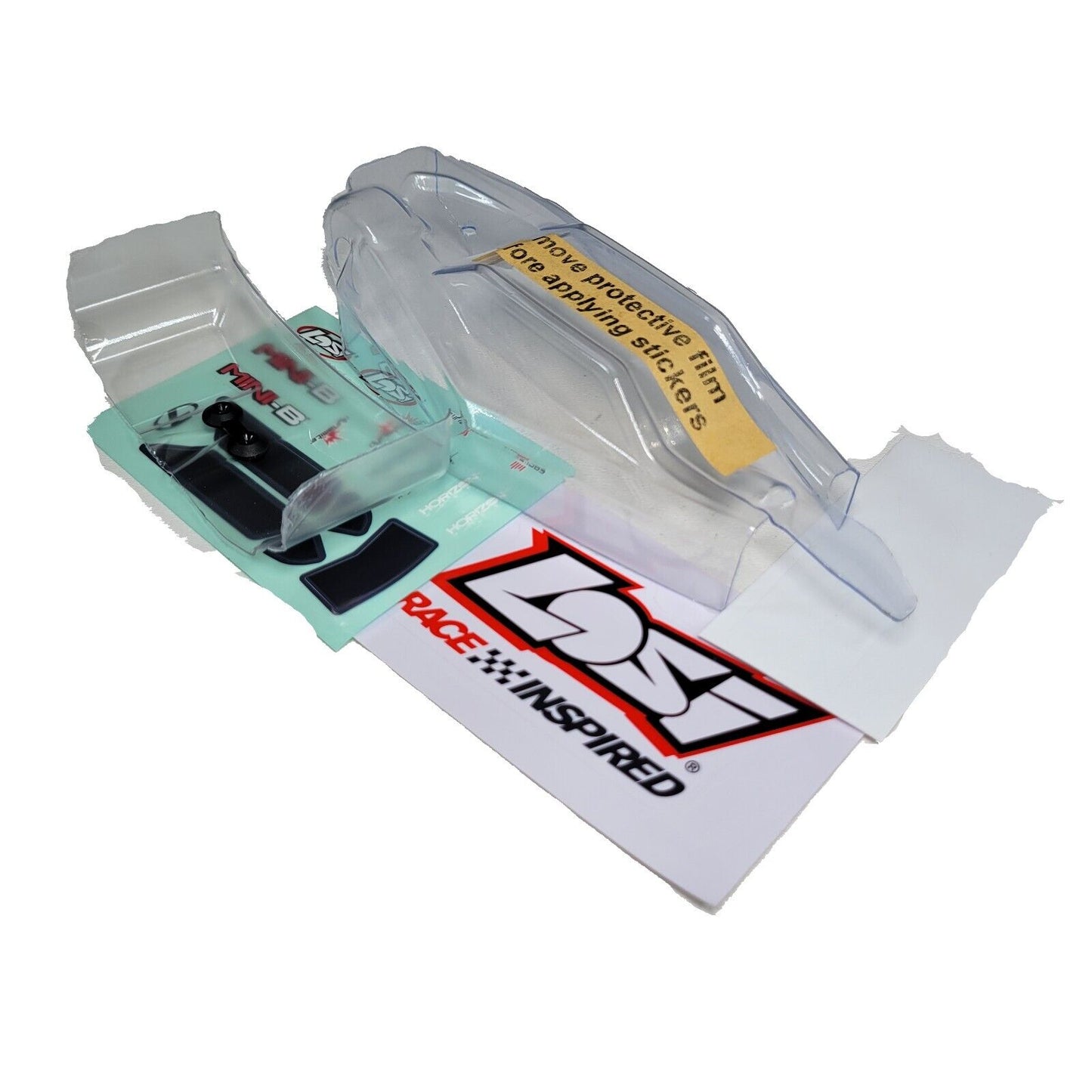 Losi Mini B Pro Body Shell Clear & Wing / Spoiler With Decals