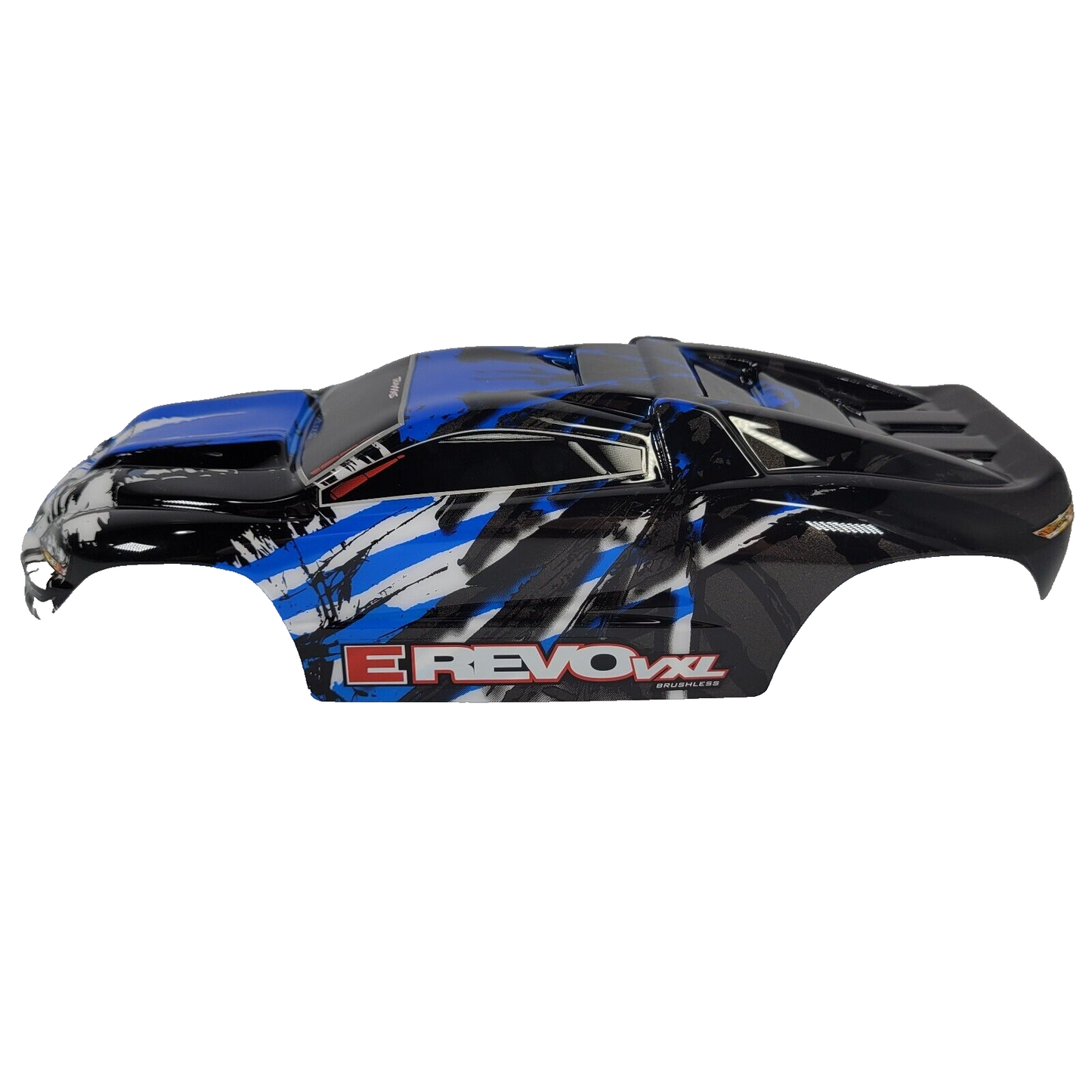 Fits Traxxas E-revo 1/16 VXL Brushless Blue Black White Painted Body & Decals