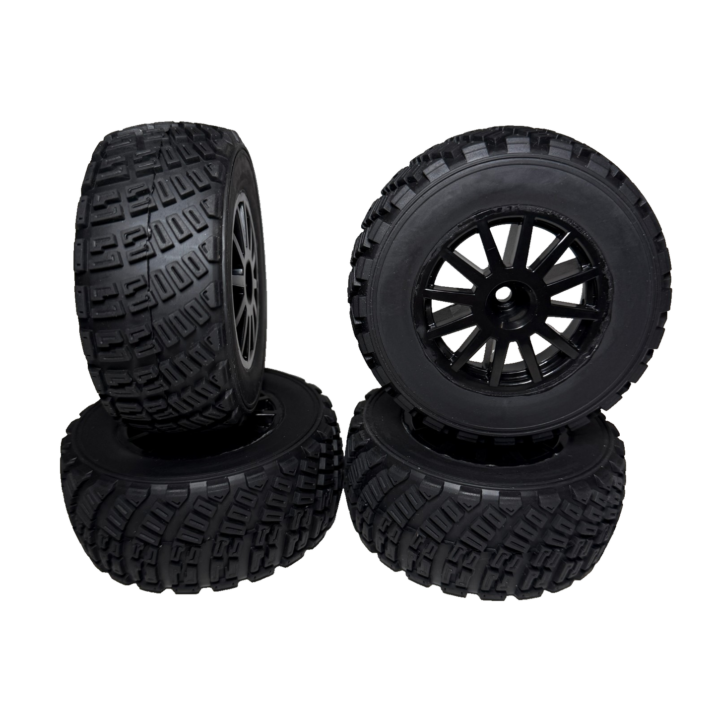 Fits Traxxas Rally 4x4 VXL Tires & 12mm Black Wheels / BL-2s 7473T