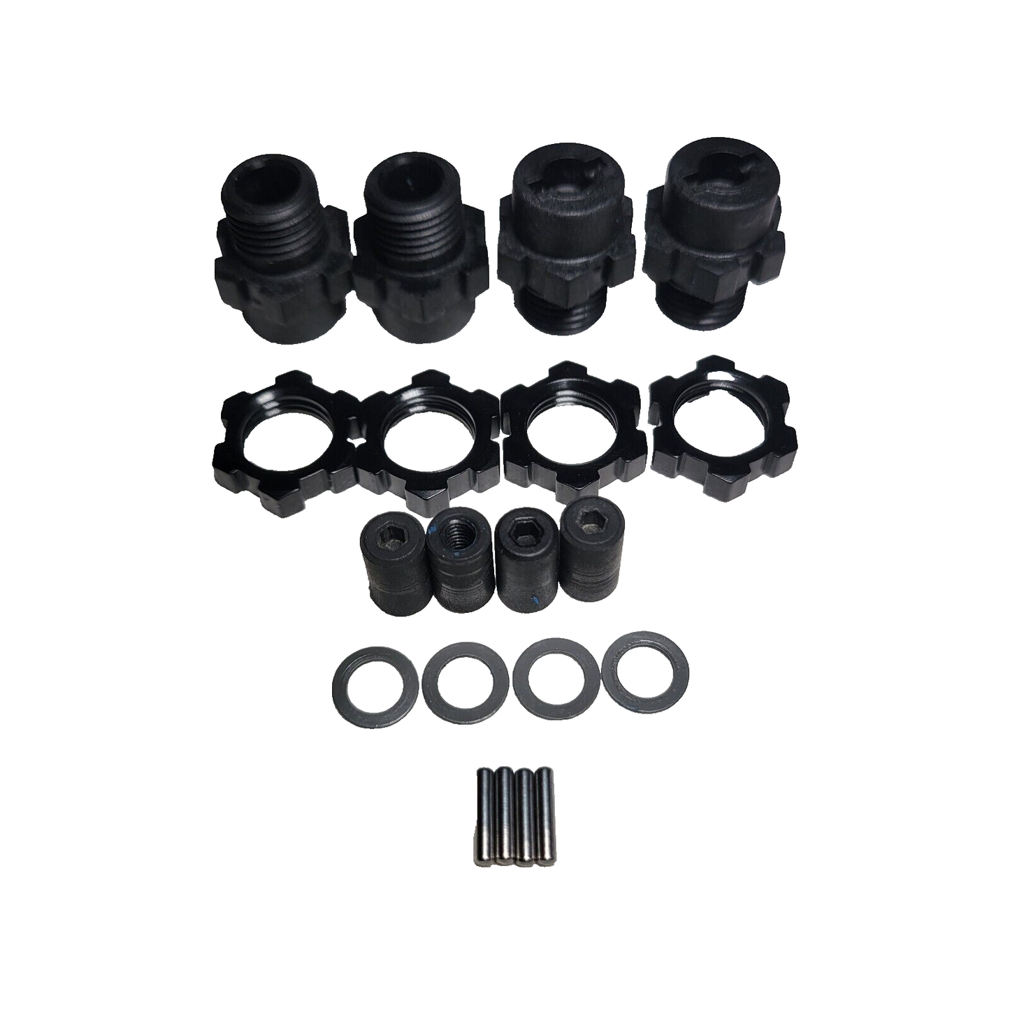 Fits Traxxas Jato 4x4 BL-2s 17mm Wheel Hexes BLACK Wheel Nuts Washers Pins Tool