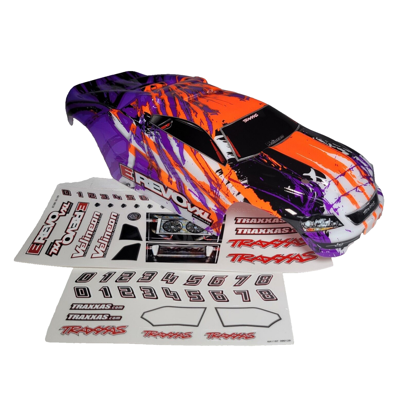 Fits Traxxas E-revo 1/16 VXL Brushless Orange Purple White Painted Body & Decals