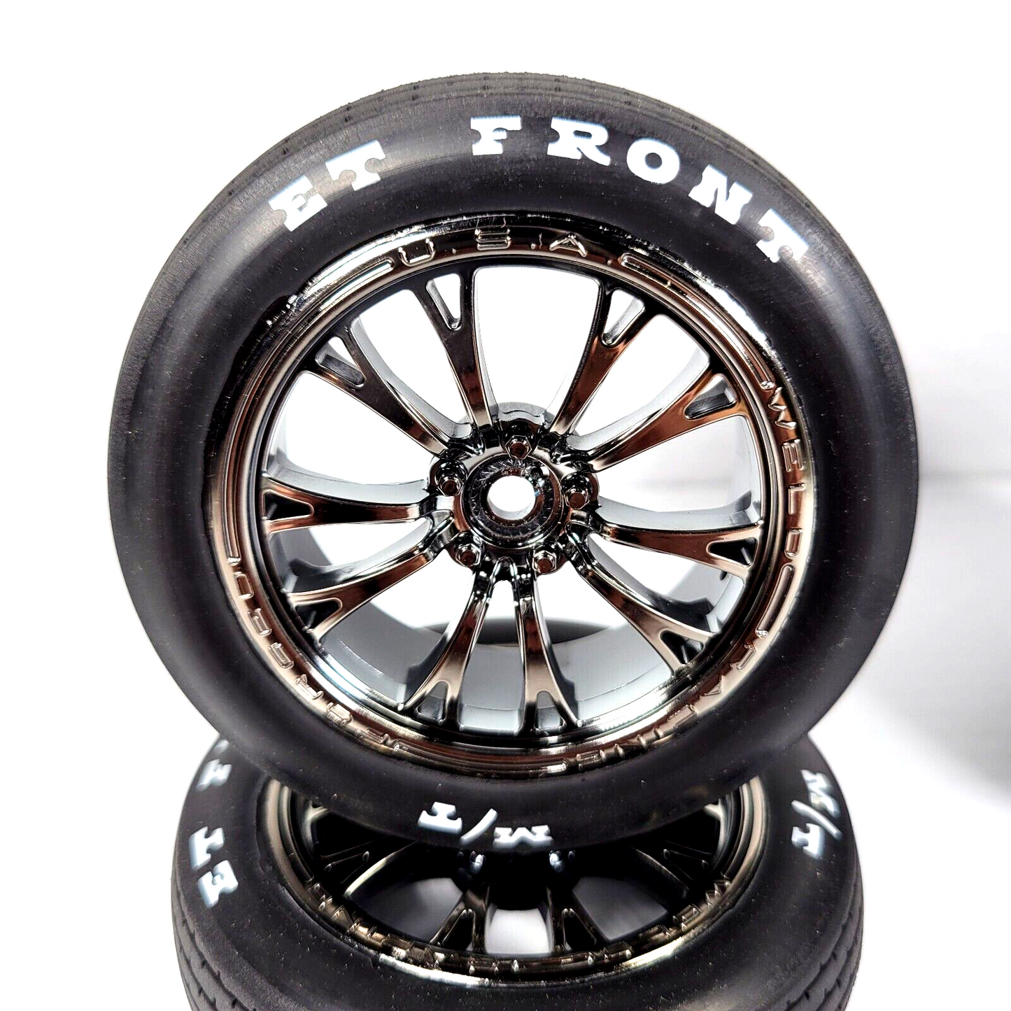 Fits Traxxas Drag Slash Mickey Thompson Tires 12mm Weld Black Chrome Wheels 1/10