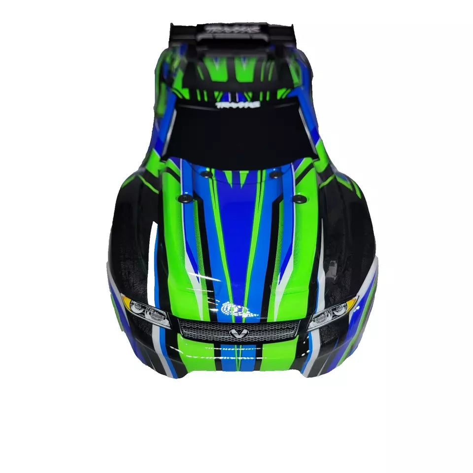Fits Traxxas Rustler 4X4 VXL Green Blue Blk Body Factory Clip-Less Mount Decals