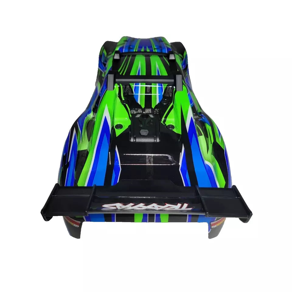 Fits Traxxas Rustler 4X4 VXL Green Blue Blk Body Factory Clip-Less Mount Decals