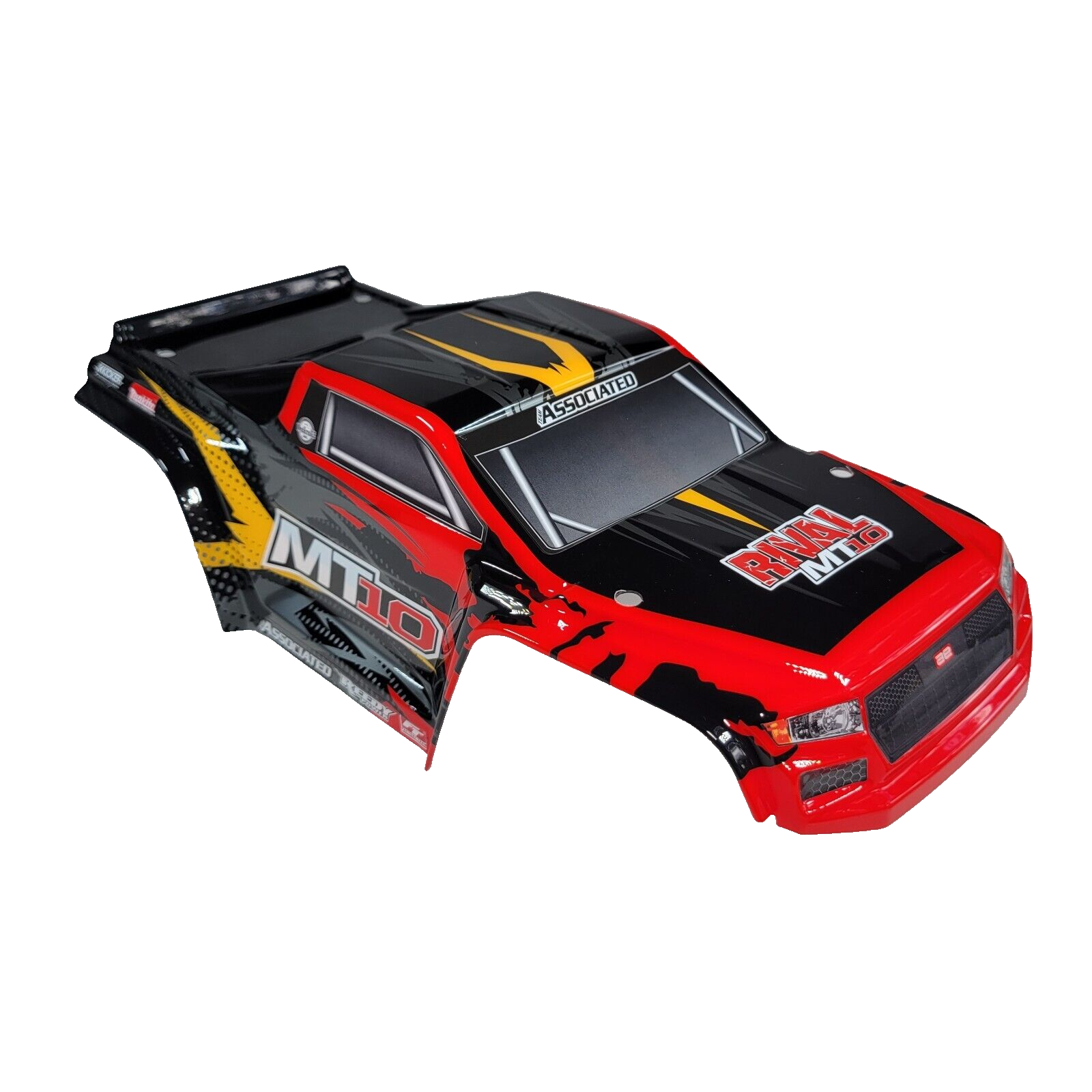 Team Associated Rival MT10 V2 Factory PAINTED Black Yellow Red Body Shell Decals