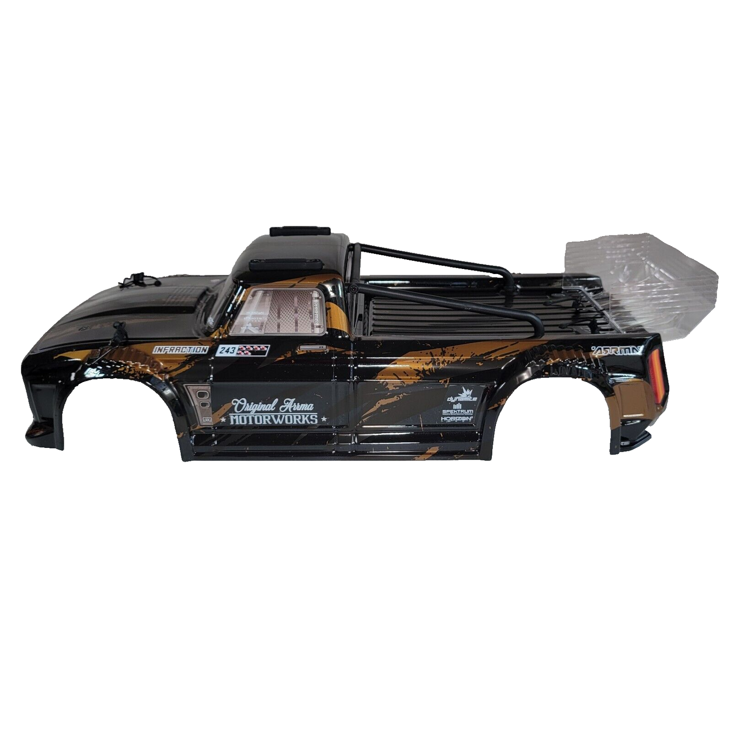 Arrma Infraction 3S BLX Body Black Gold & Spoiler Wing Factory Painted ARA414007