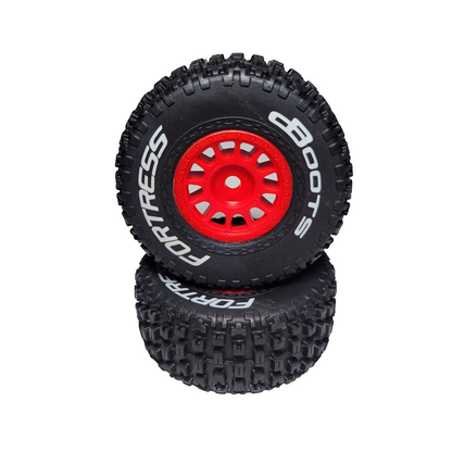 Arrma Mojave Grom 1/18th Tires Dboots Fortress & Red 12mm Wheels ARA550116