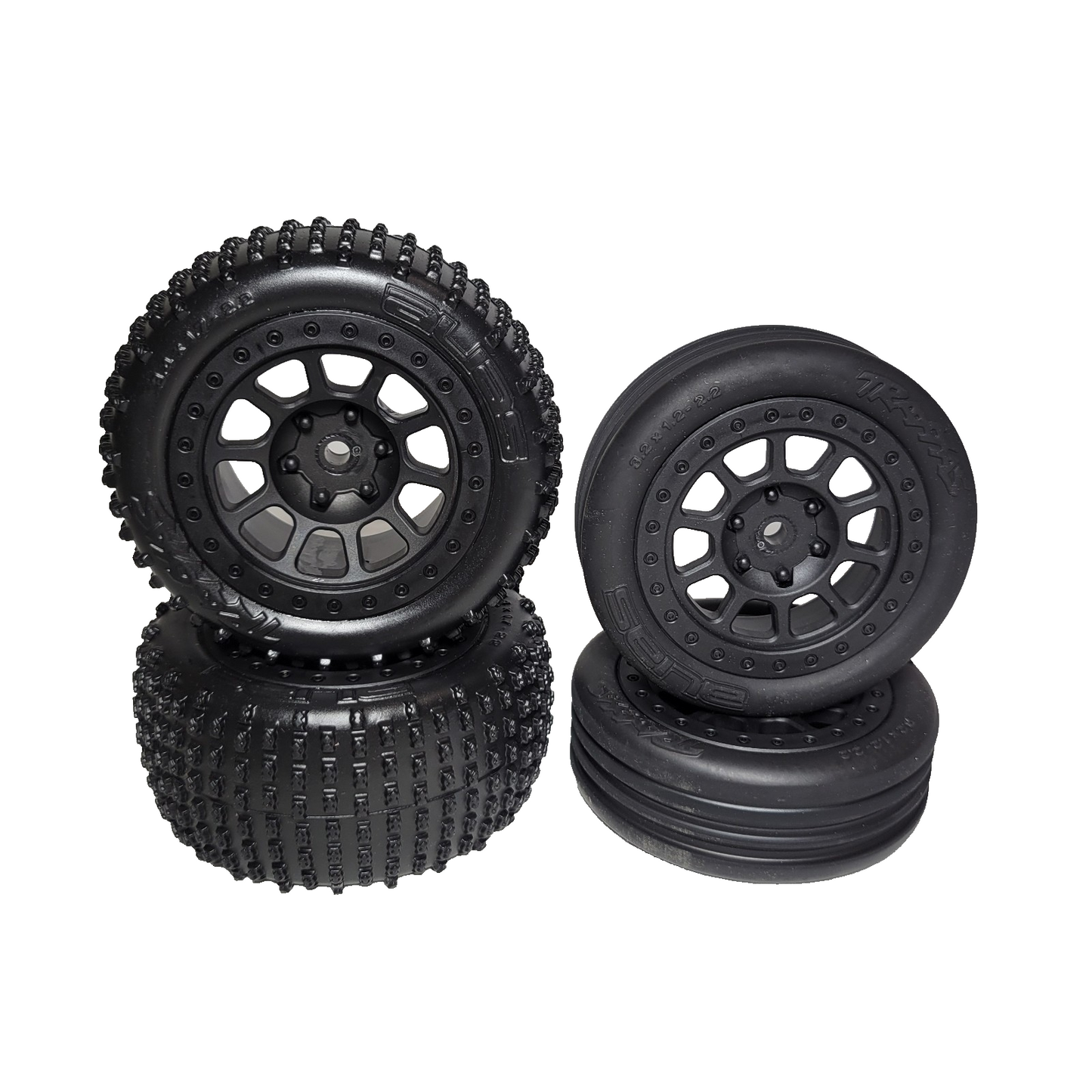 Fits Traxxas XL-5 Bandit Front & Rear Alias Tires & Tracer 2.2" Black Wheels