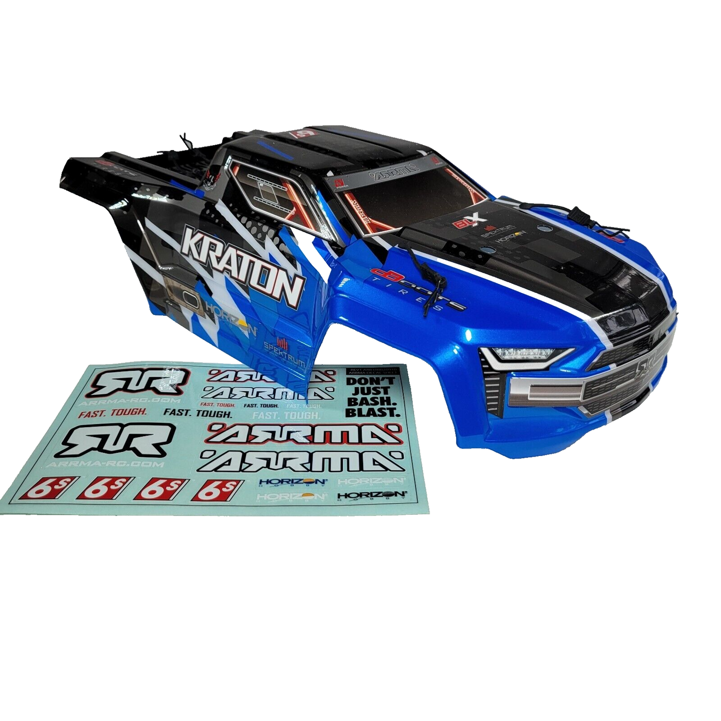 Arrma Kraton 6s V5 BLX Body Shell Factory Painted Blue Black Lid Cover Decals