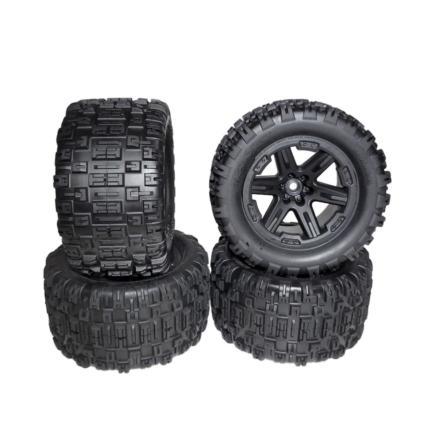Fits Traxxas Rustler 4x4 VX3 Tires Sledgehammer ST & Wheels Black 12mm 2.8"