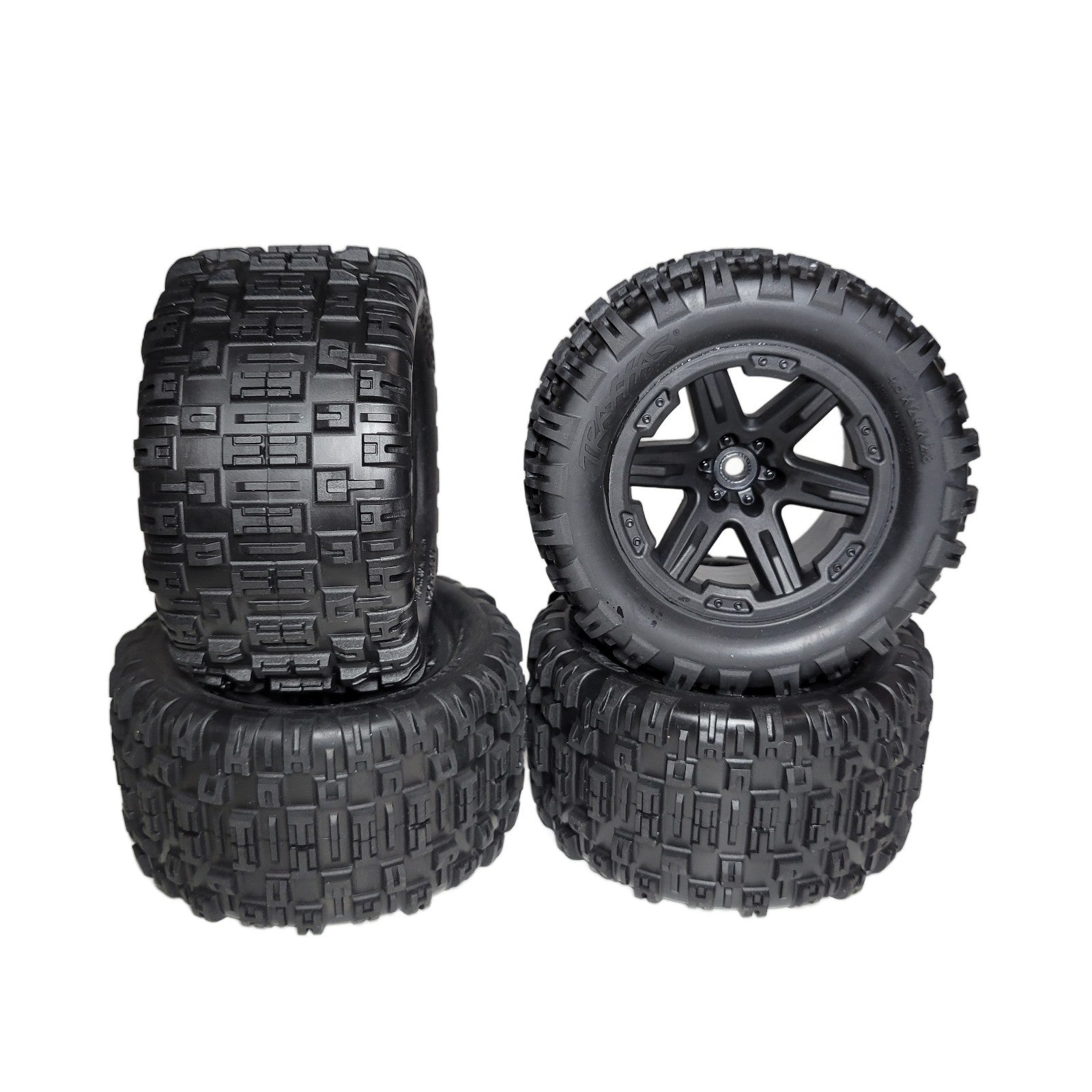 Fits Traxxas Rustler 4x4 VX3 Tires Sledgehammer ST & Wheels Black 12mm 2.8"
