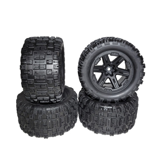 Fits Traxxas Rustler 4x4 VX3 Tires Sledgehammer ST & Wheels Black 12mm 2.8"