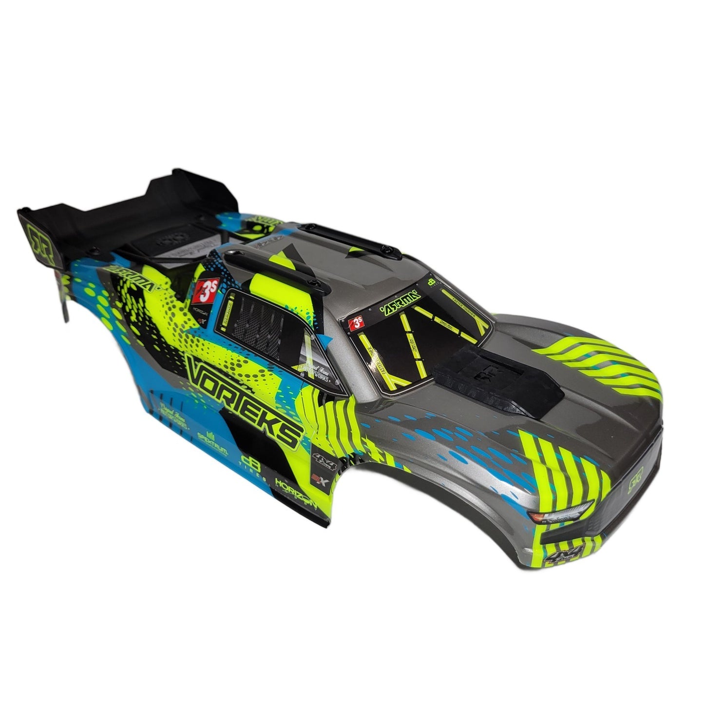 Arrma Vorteks 223S 4x4 v4 BLX Clipless Body Shell Yellow Silver Painted Spoiler