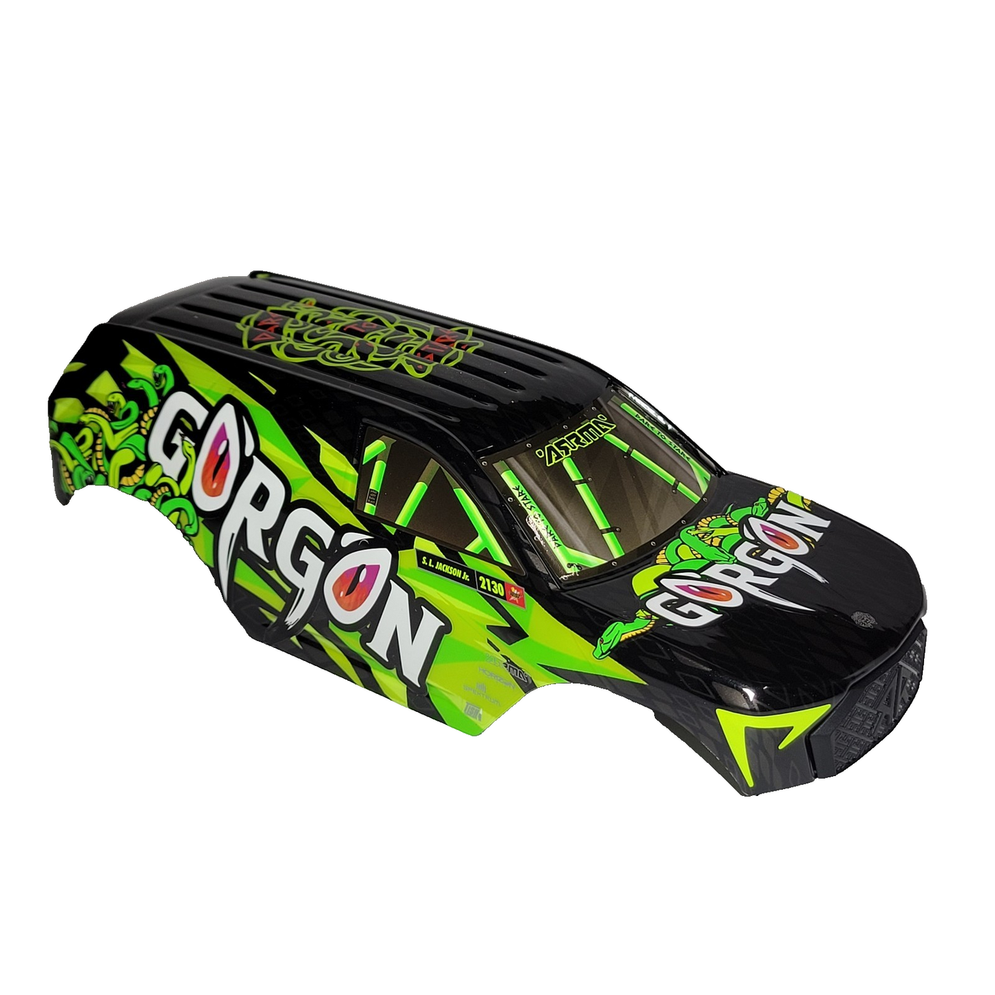 Arrma Gorgon Grom 1/16th Body Factory Painted Yellow Black With Internal Cage