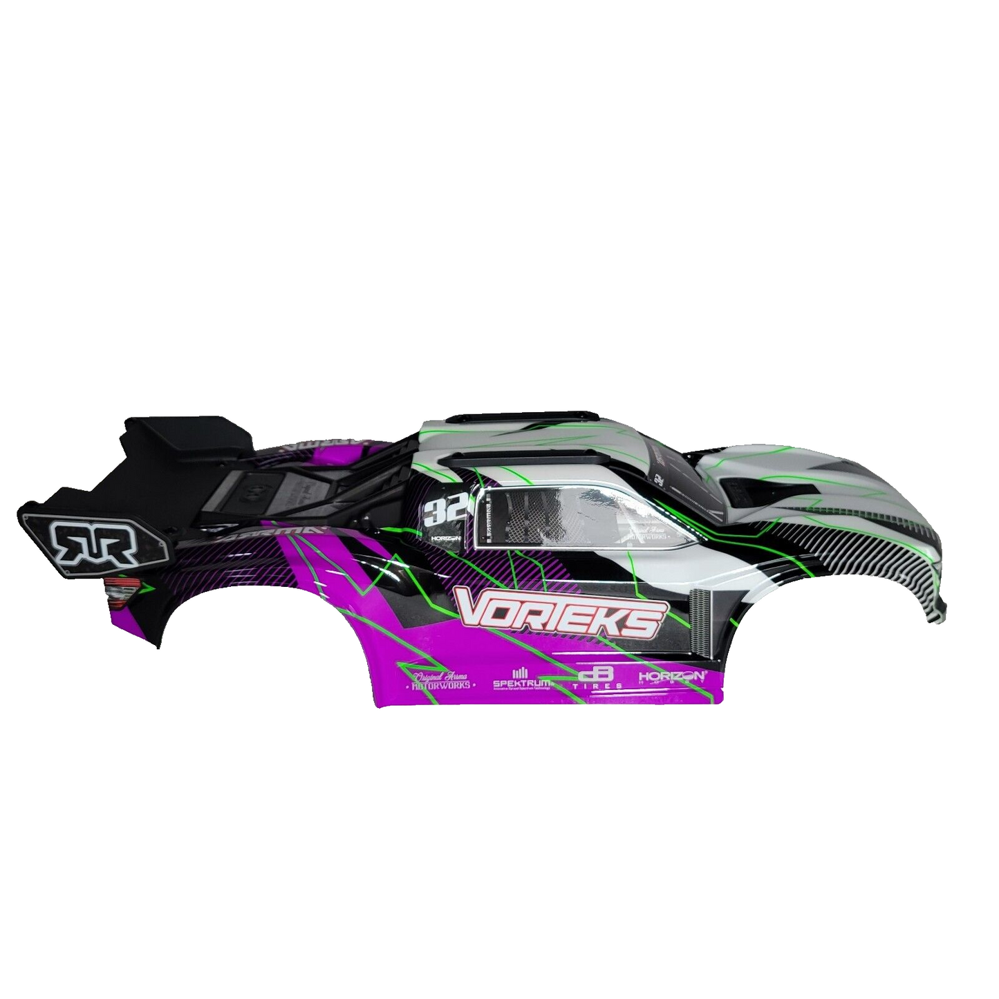 Arrma Vorteks 2wd Mega Body Factory Painted Purple Clipless & Spoiler Wing Tray