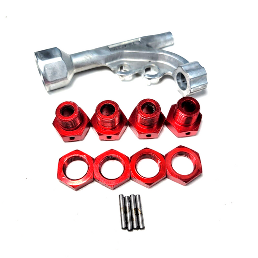 Arrma OUTCAST 4S V2 BLX 17mm Red Aluminum Wheel Hexes & Nuts Front Rear Hex Tool