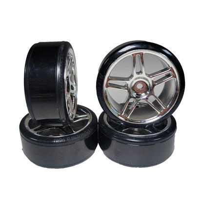 Redcat Racing Lightning EPX Drift Tires & Chrome 12mm Wheels Pre-Glued STK