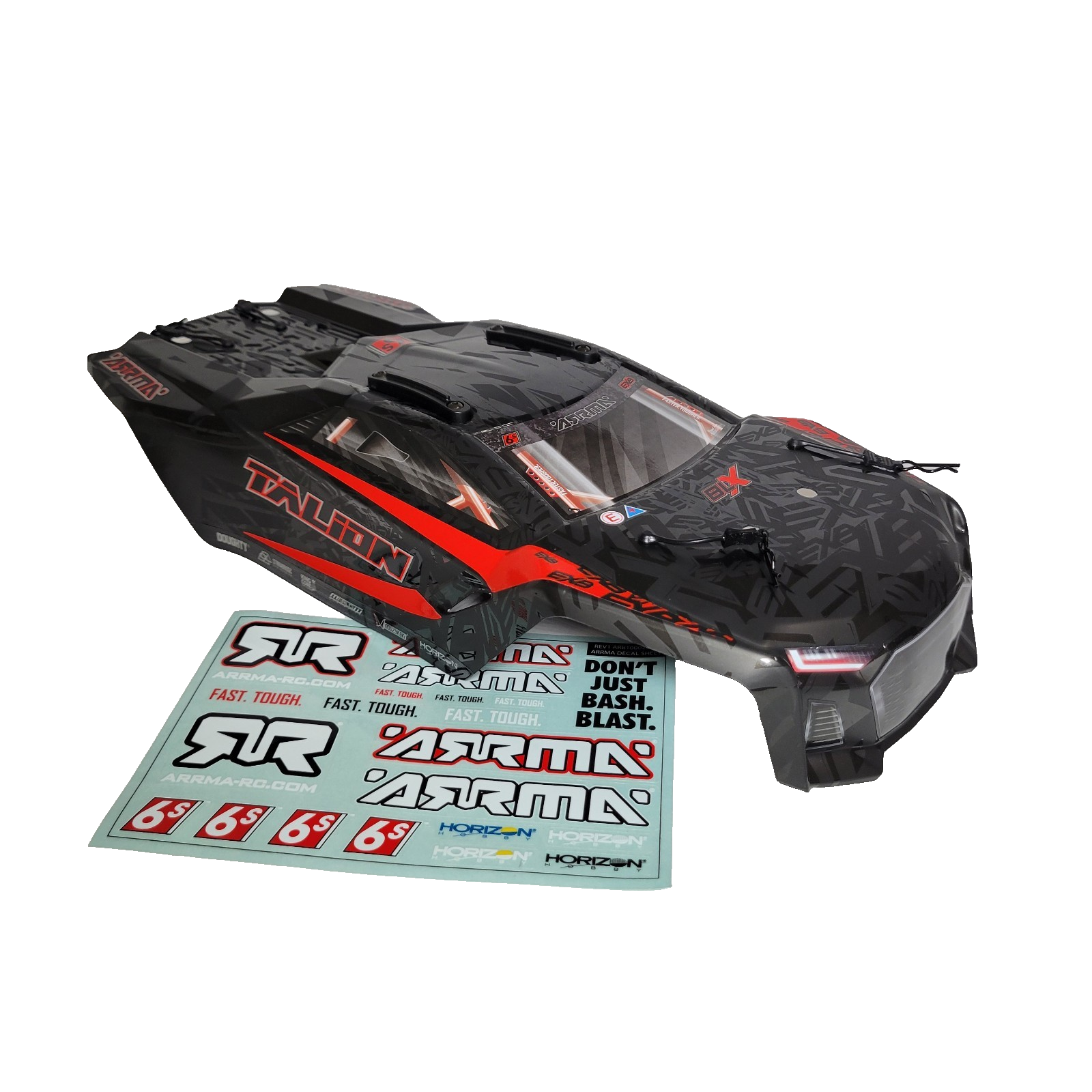 Arrma Talion 6s EXB V6 Body Factory Painted Black Red Decaled ARA-3406
