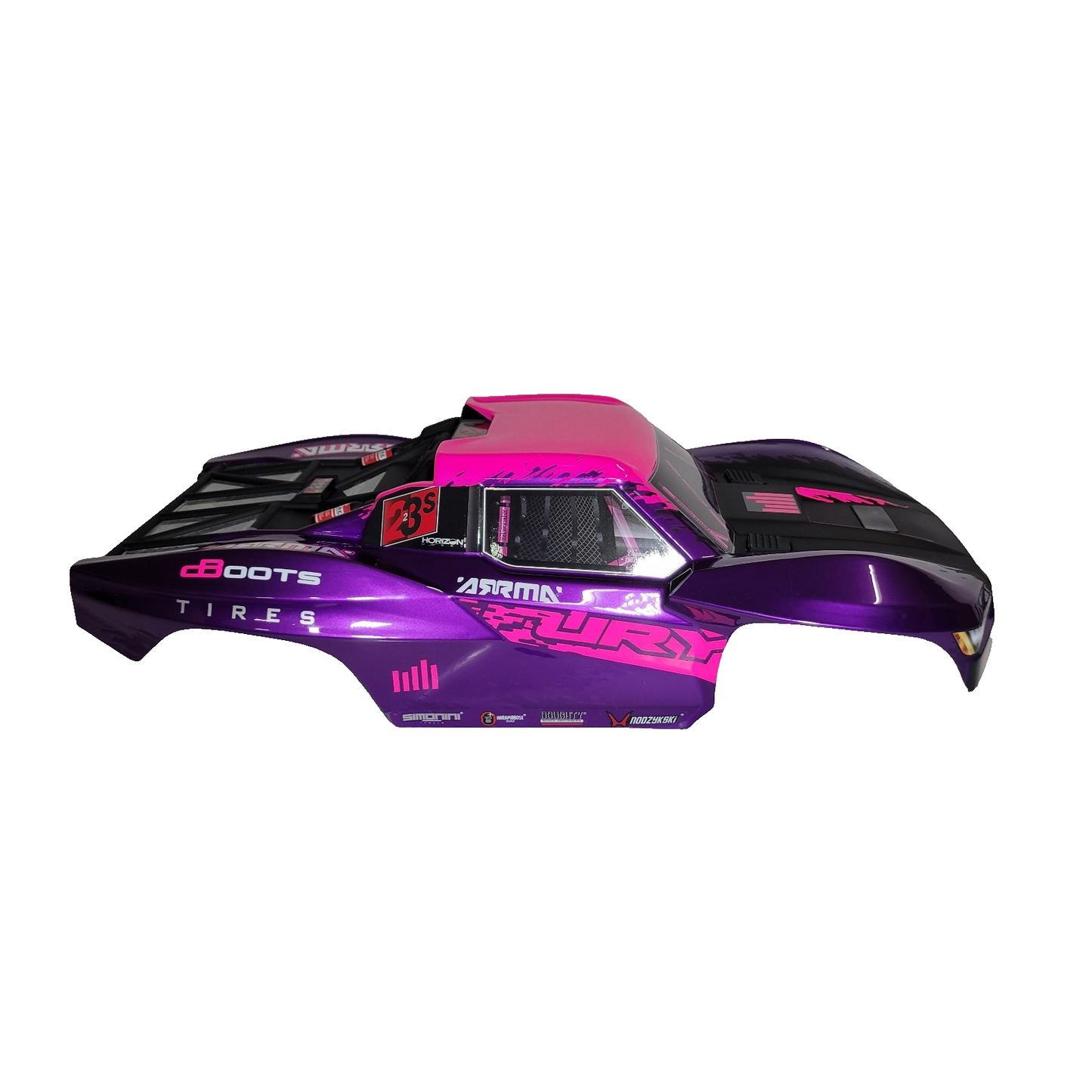 Arrma Fury 223s Body Factory Painted Pink Clipless Skid Plate Battery Door Tray