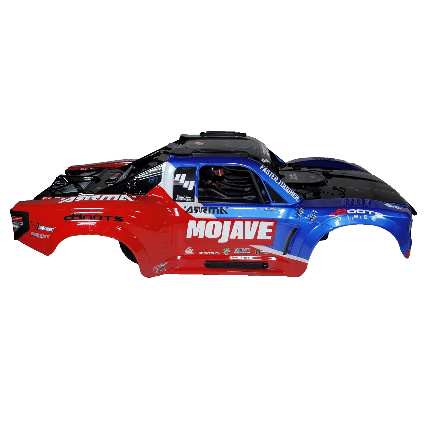 Arrma Mojave 4S Body Factory Painted Decaled Blue Red White W/ Rollcage & Driver