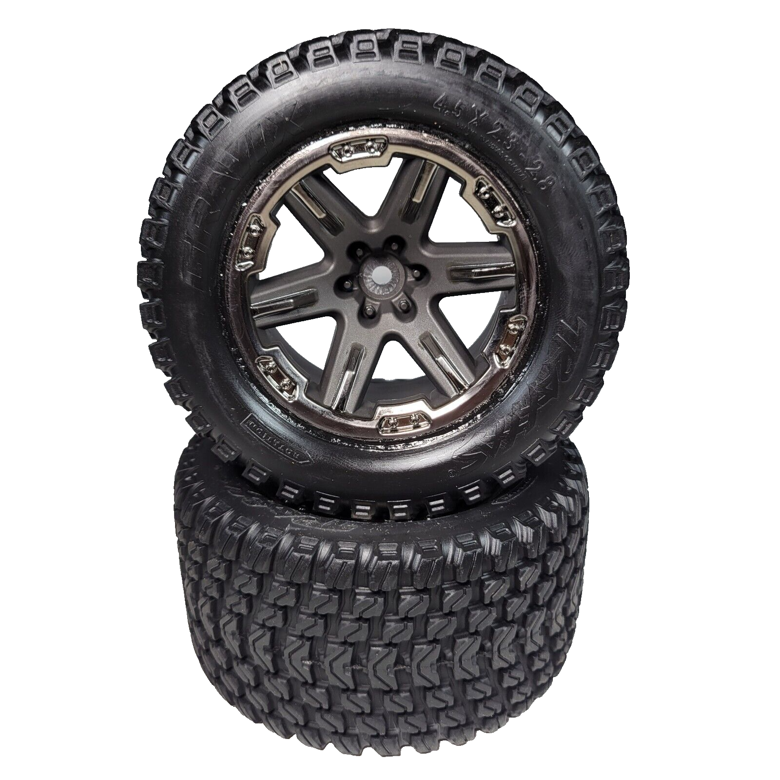Fits Traxxas Rustler Ultimate 4x4 VXL Gravix Tires 12mm Wheels Glued Front Rear