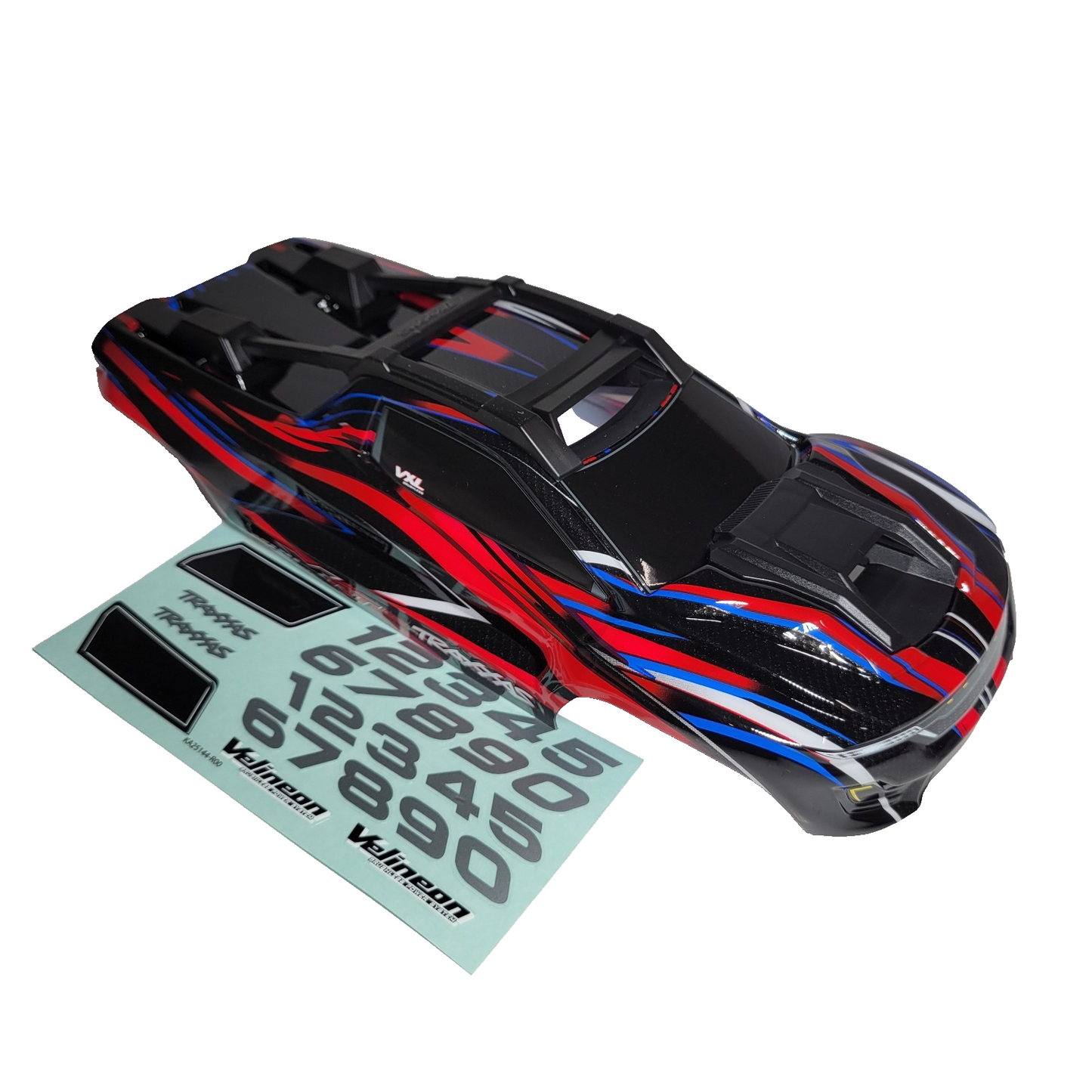 Fits Traxxas Mini XRT NEW Clipless Body Factory Painted Red Black Blue Decals