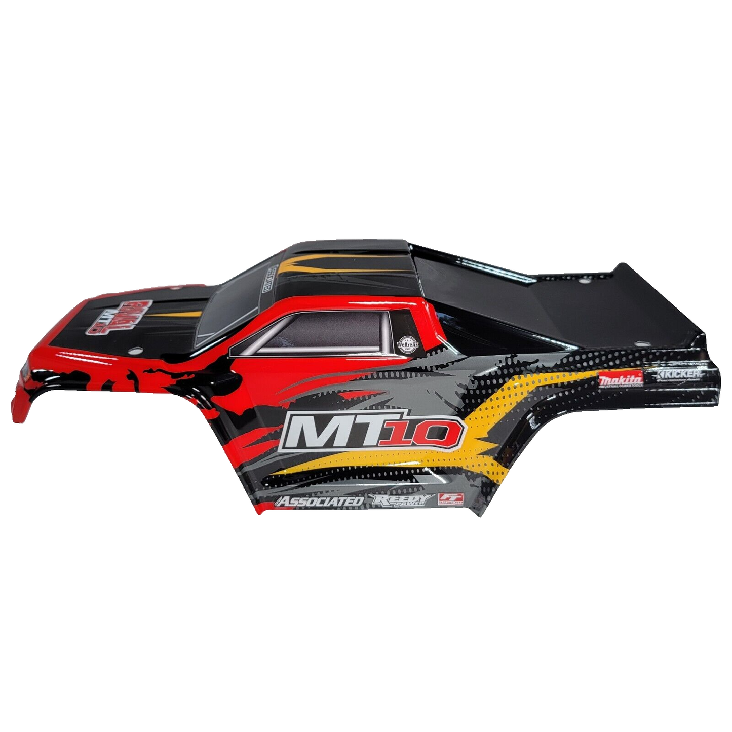 Team Associated Rival MT10 V2 Factory PAINTED Black Yellow Red Body Shell Decals