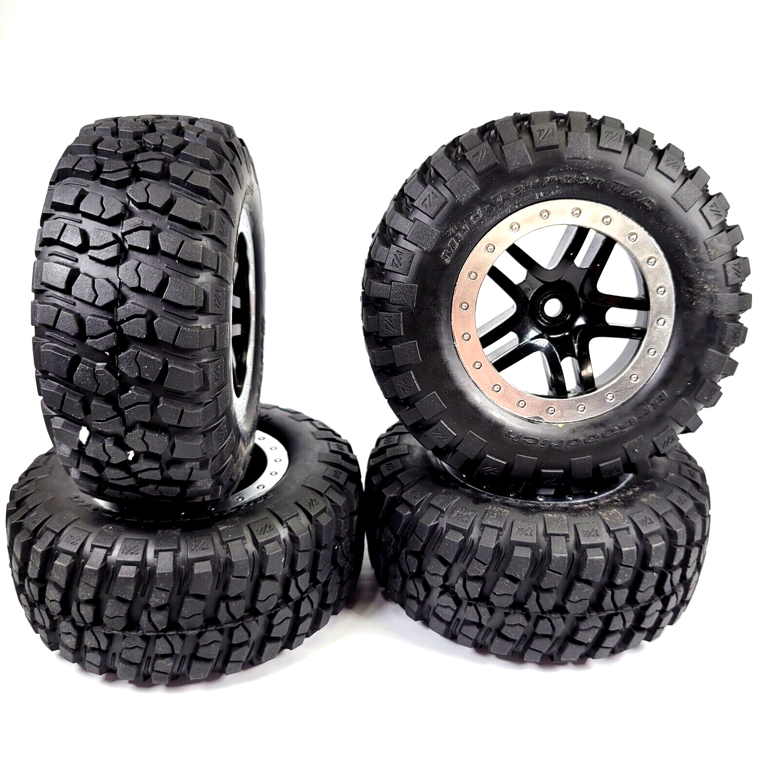 Fits Traxxas Slash Raptor 2wd BF Goodrich Tires / Black & Silver 12mm Wheels