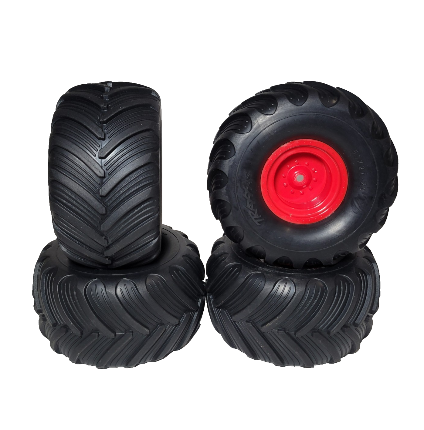 Fits Traxxas Stampede XL5 Tires & RED Wheels VXL 2wd Monster Truck 12mm Hubs
