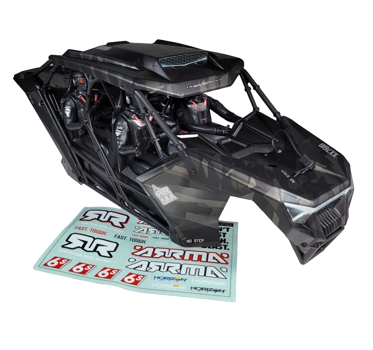 Arrma Fireteam 6s BLX Body Shell Roll Cage Panels Guards Painted Black Camo