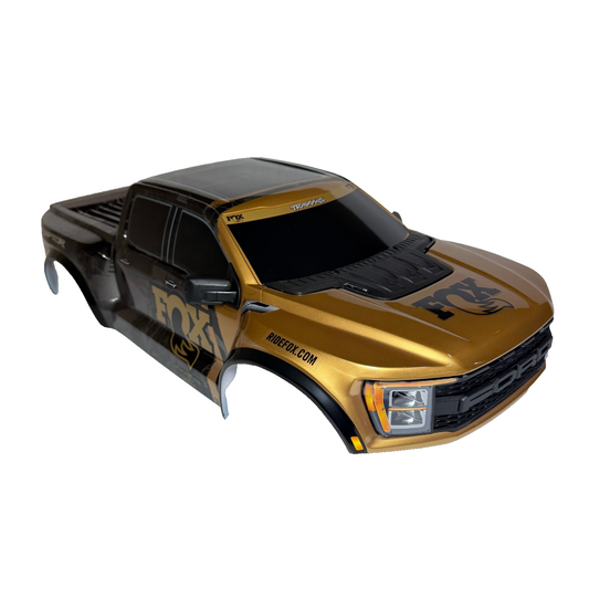 Fits Traxxas Raptor R Ultimate Fox Body Factory Painted Black & Gold Clipless