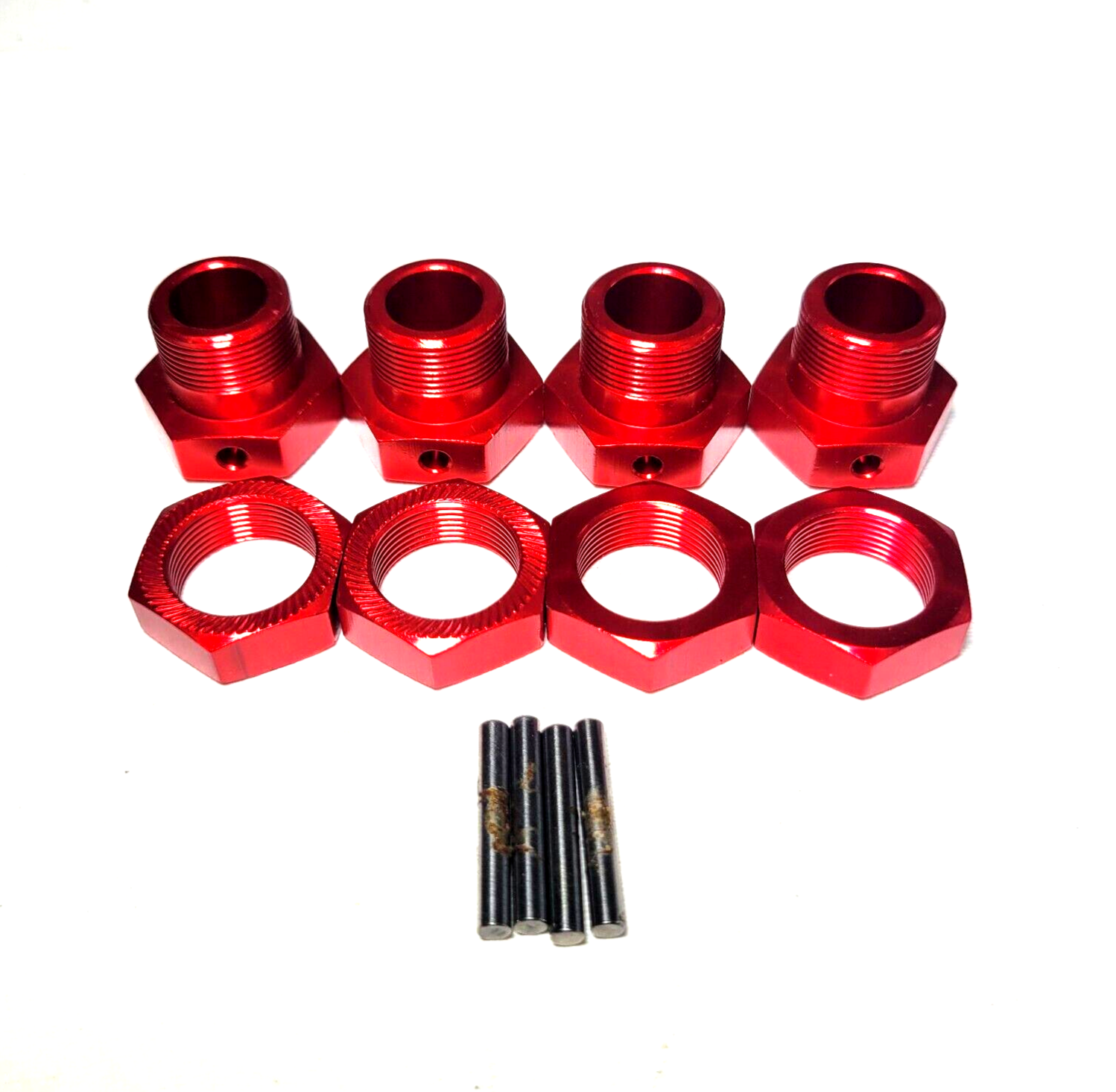 Arrma Kraton 8s EXB 24mm Wheel Hexes Red Aluminum Nuts & Steel Pins Hex BLX 1/5