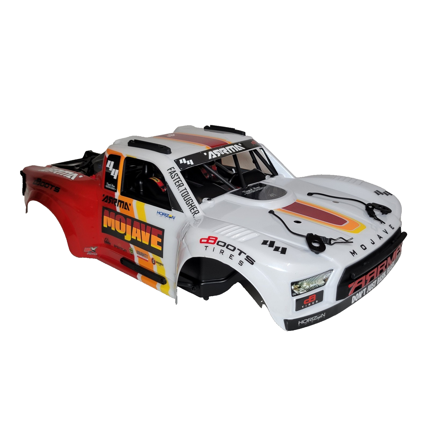 Arrma Mojave 4S Body Factory Painted Decaled White & Red W/ Rollcage & Driver