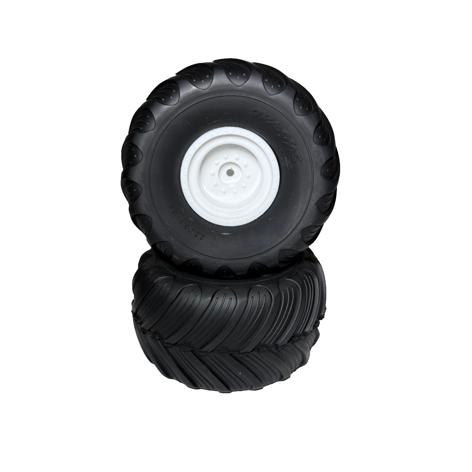 Fits Traxxas Bigfoot 4x4 Monster Truck Tires & White 12mm Wheels 2.8" Stampede