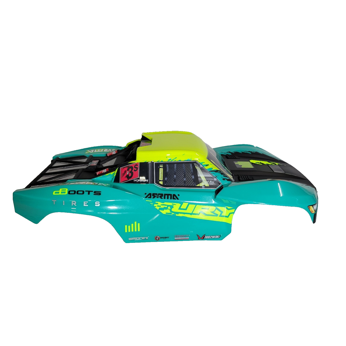 Arrma Fury 223s Body Factory Painted Green Clipless Skid Plate Battery Door Tray