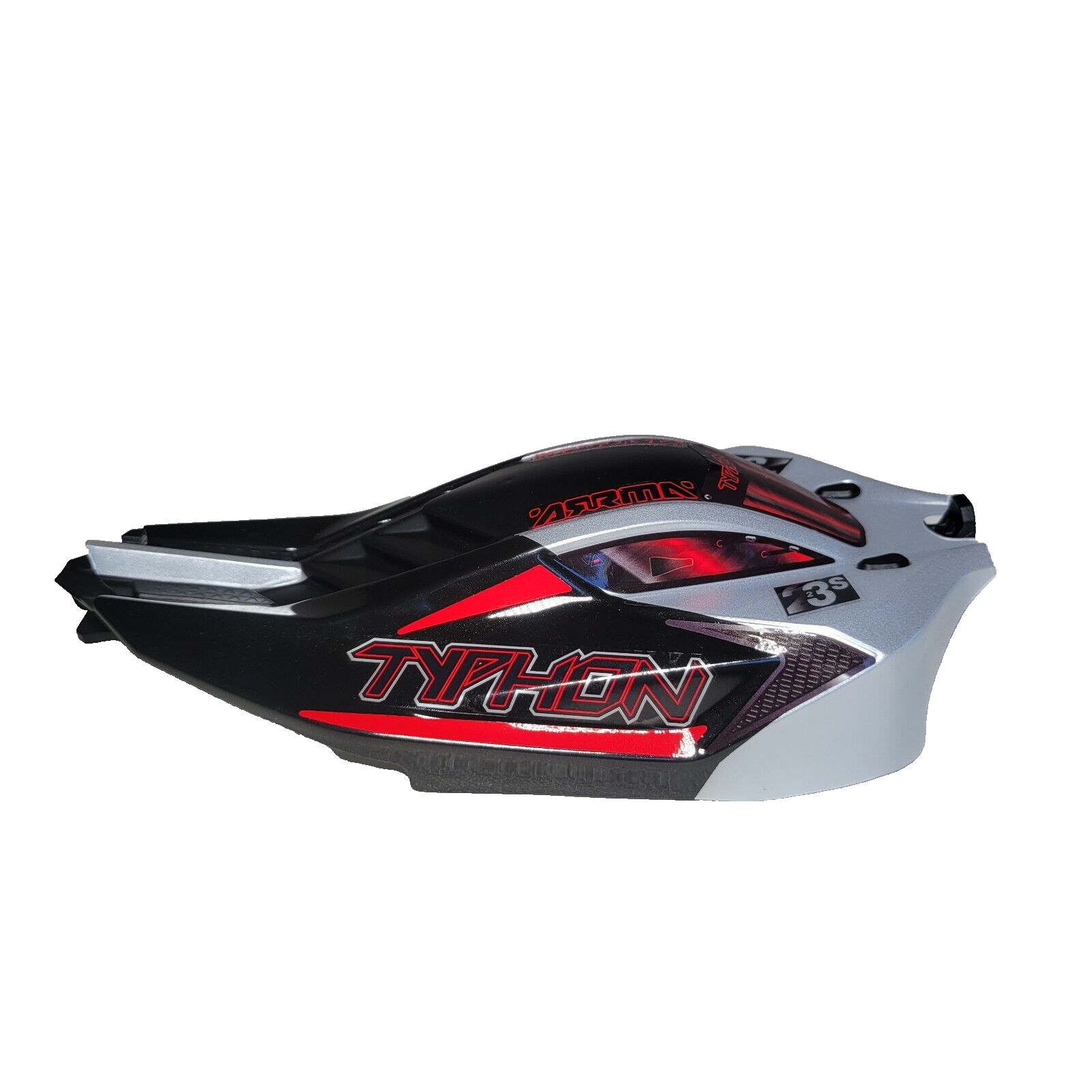 Arrma Typhon Grom 223s 1/18th Body Factory Painted Black Clipless & Wing Spoiler