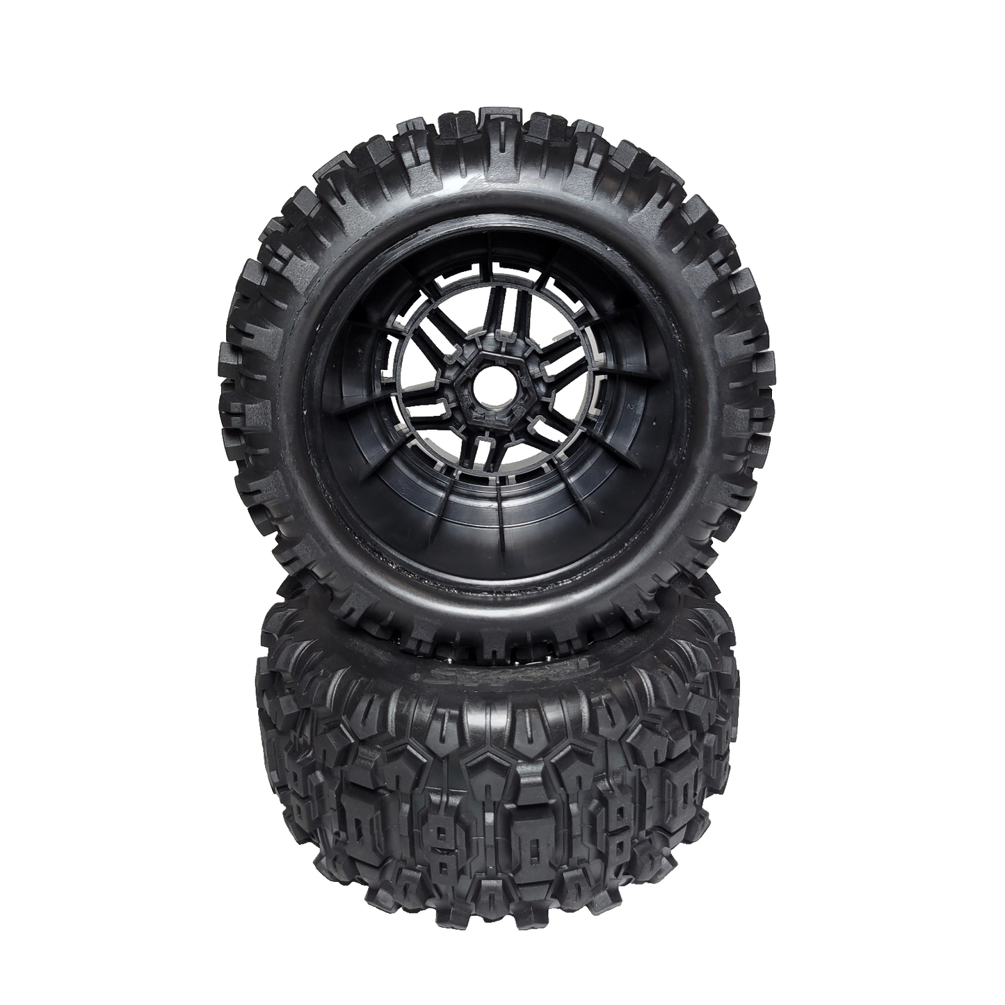 Fits Traxxas 1/10 Wide Maxx Ultimate Sledgehammer Tires (4) & Wheel 17mm Splined