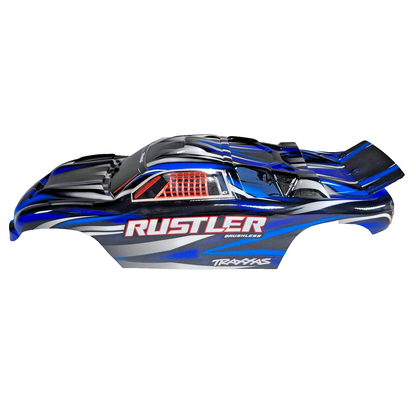 Fits Traxxas Rustler BL-2s 2wd Clipless Body Factory Painted Blue Black Decals