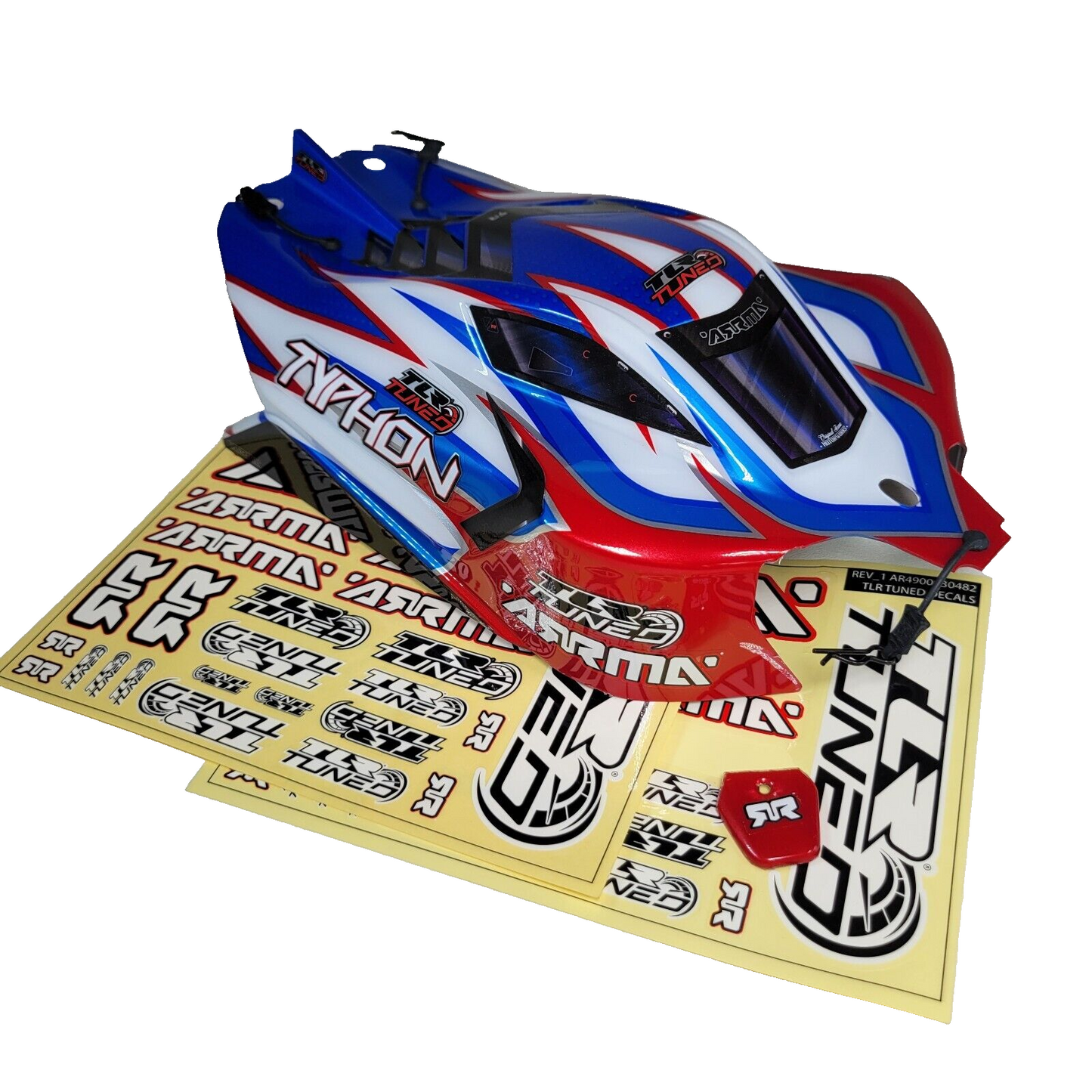 Arrma Typhon TLR Factory Painted & Decaled Body Red Blue & White With Decals