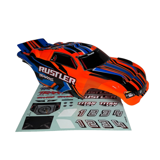Fits Traxxas Rustler 2wd Clipless Body Factory Painted Orange Decals XL5 BL2s