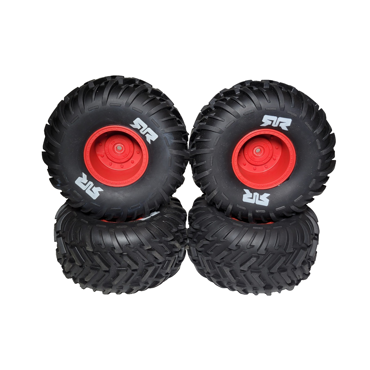 Arrma Quake Tires dBoots Cut Chevron MT & Red 14mm Hex Wheels 1/10 / Fit Gorgon