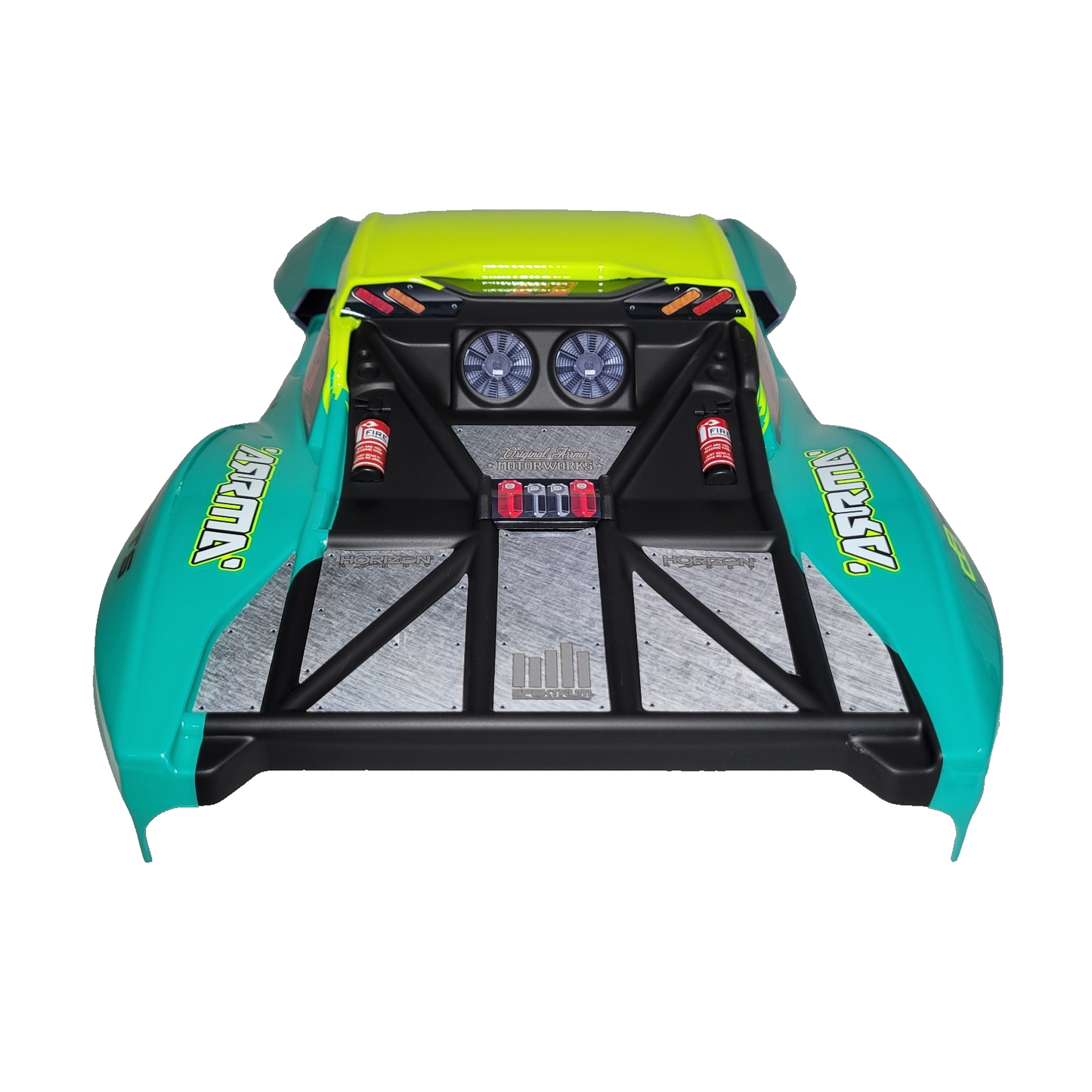 Arrma Fury 223s Body Factory Painted Green Clipless Skid Plate Battery Door Tray