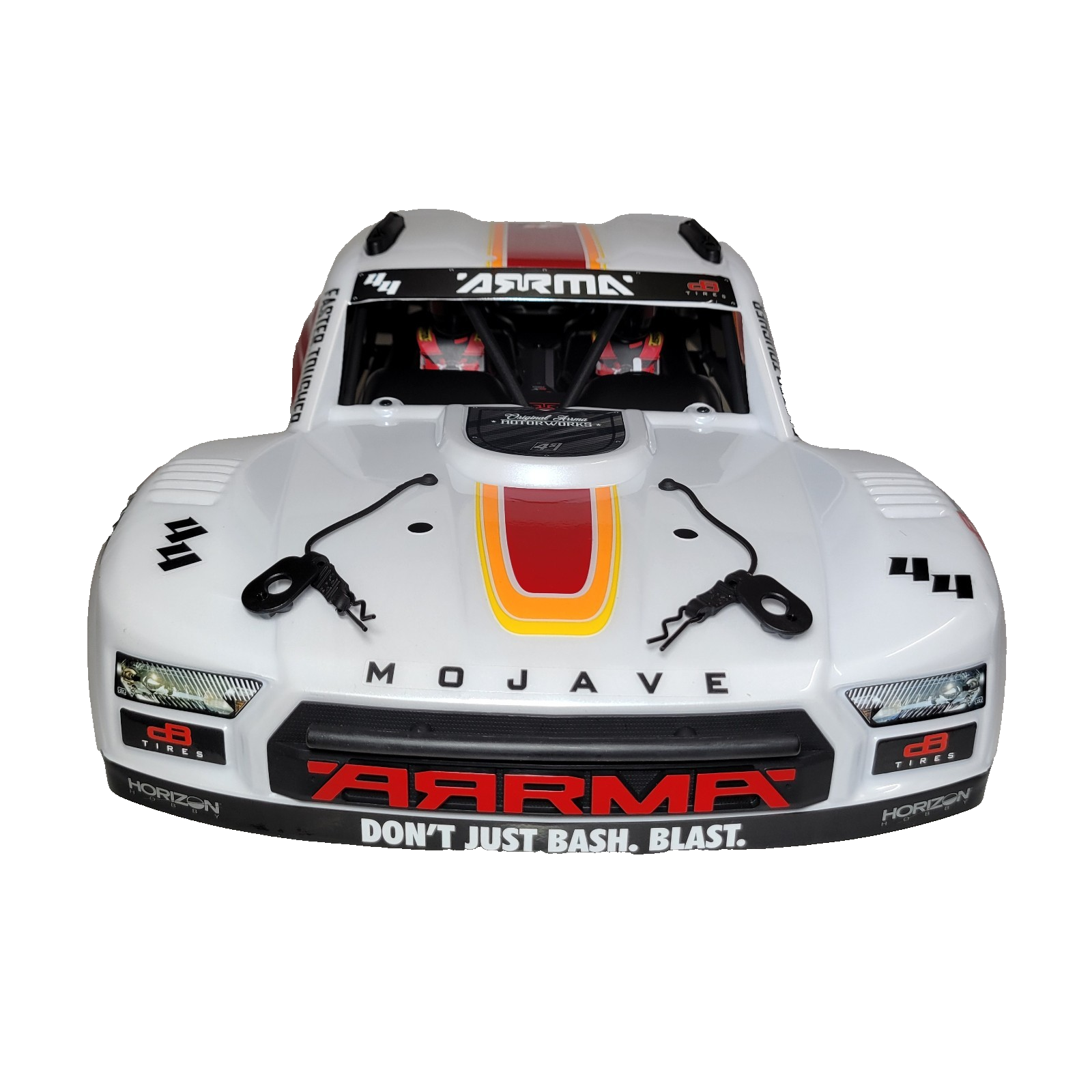 Arrma Mojave 4S Body Factory Painted Decaled White & Red W/ Rollcage & Driver