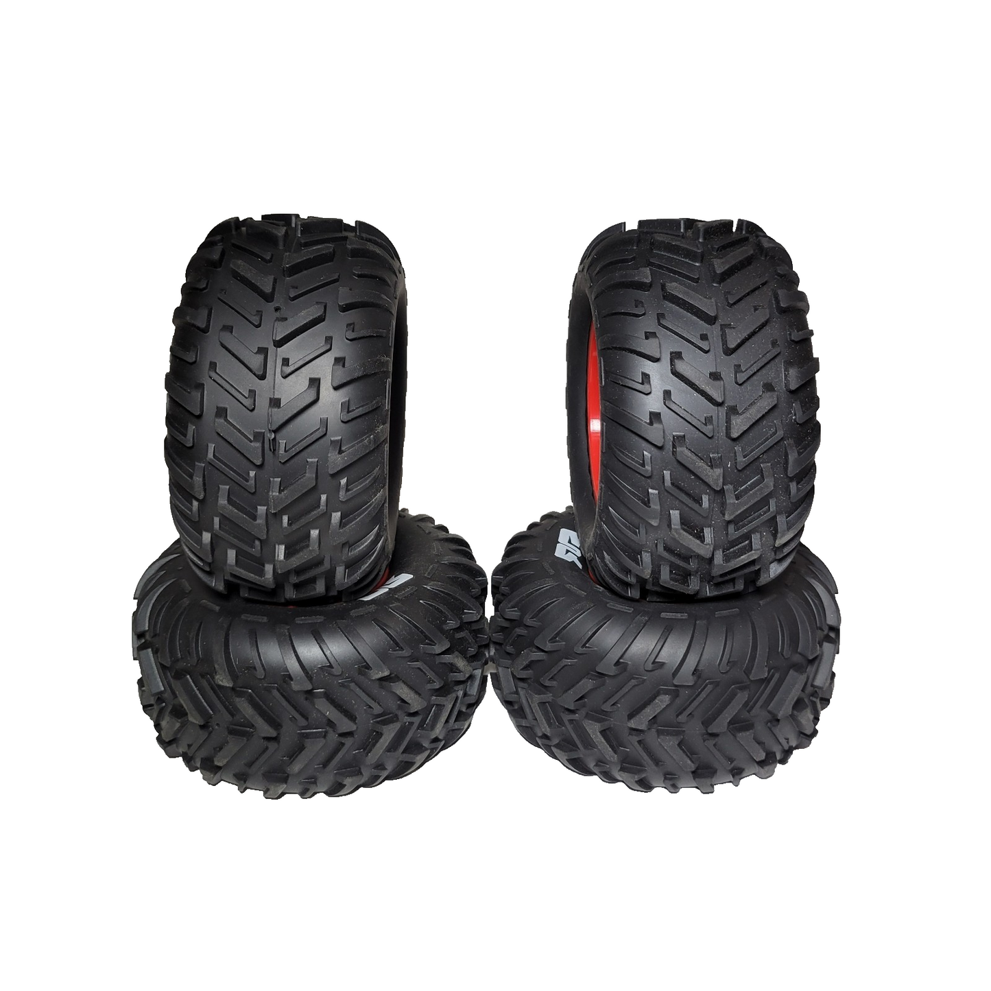 Arrma Quake Tires dBoots Cut Chevron MT & Red 14mm Hex Wheels 1/10 / Fit Gorgon