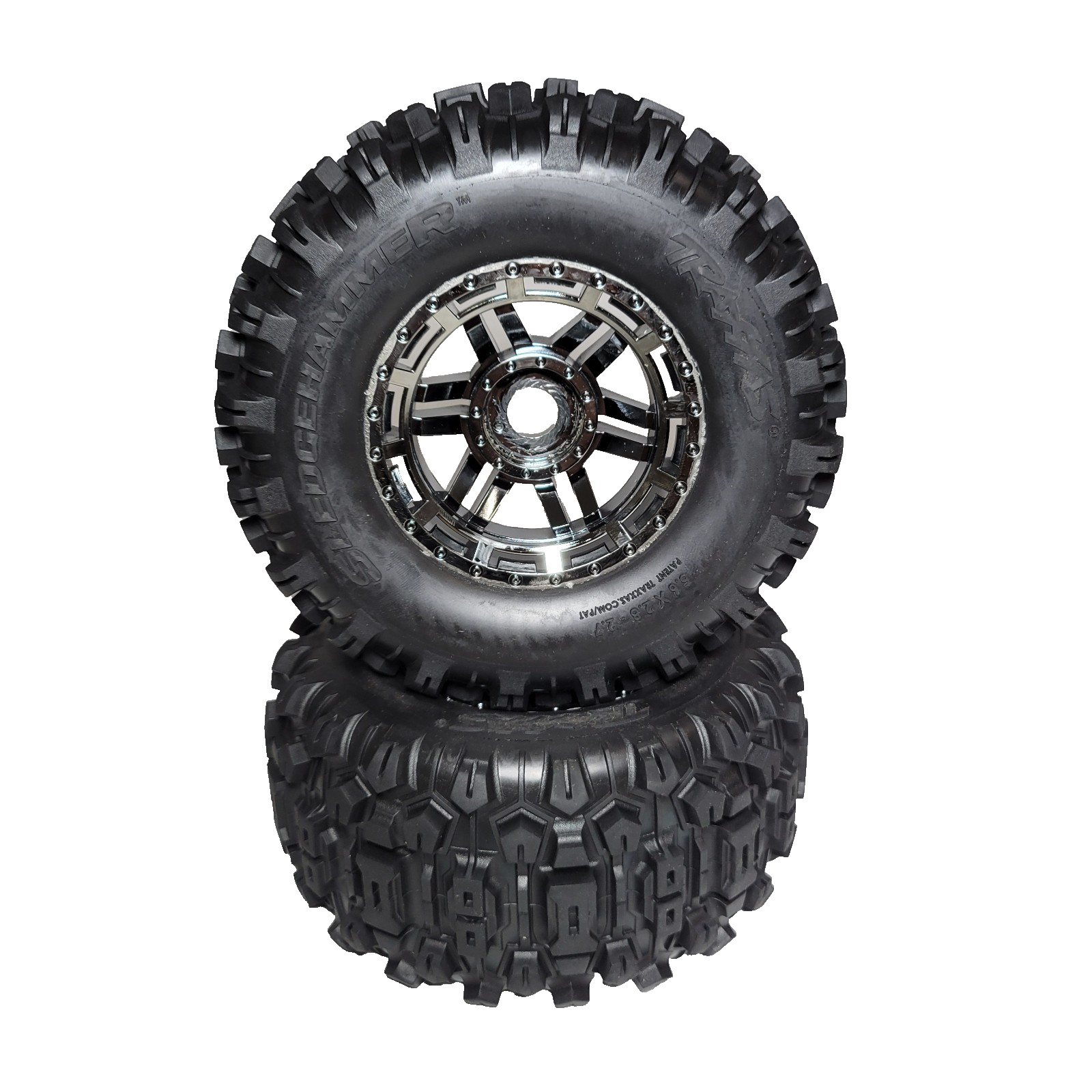 Fits Traxxas 1/10 Wide Maxx Ultimate Sledgehammer Tires (4) & Wheel 17mm Splined