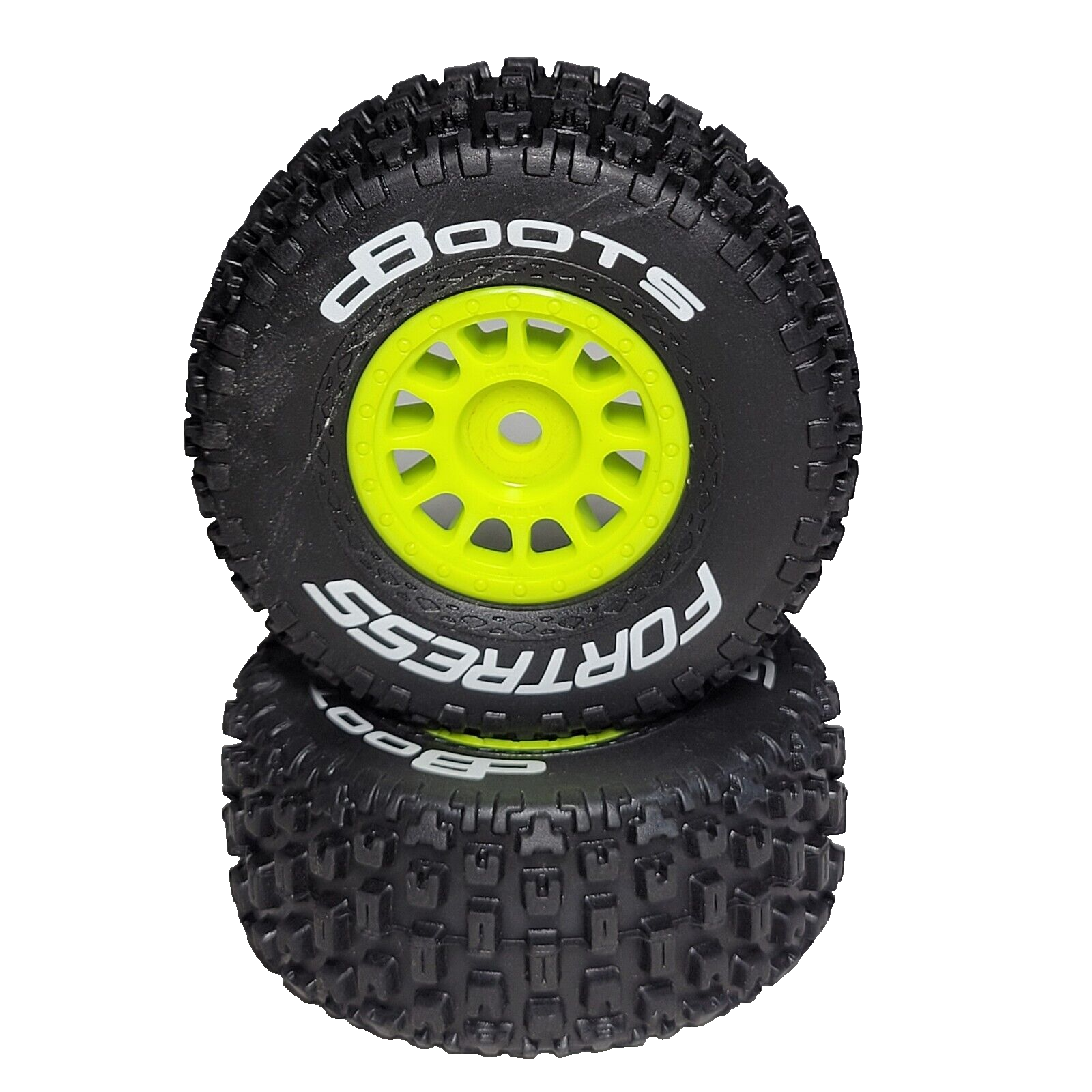 Arrma Mojave Grom 1/18th Tires Dboots Fortress & Yellow 12mm Wheels ARA550115