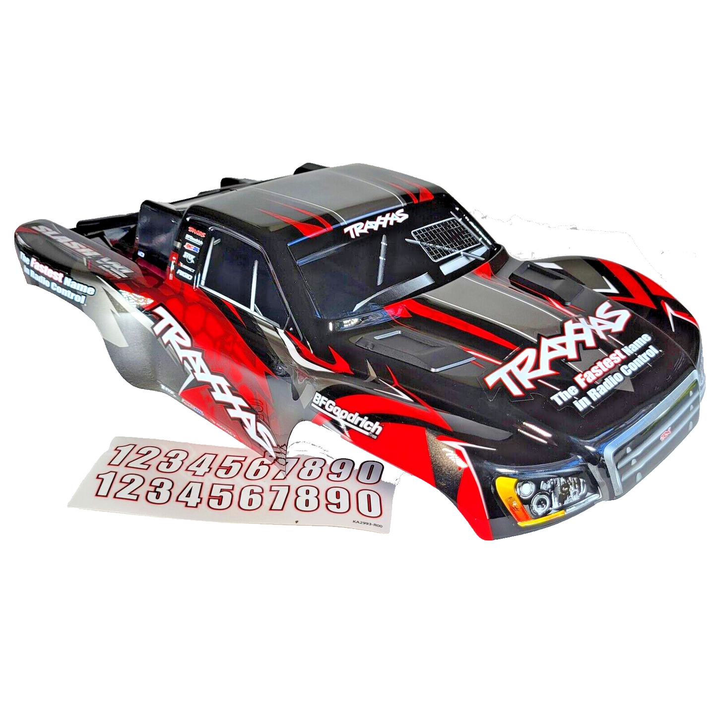 Fits Traxxas Slash 1/10 2WD Body CLIPLESS Factory Painted Decals Black Red Gray